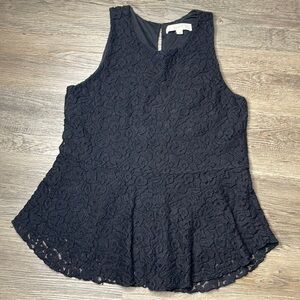 The Loft Women’s Black Lace Sleeveless Blouse with liner, size XS
